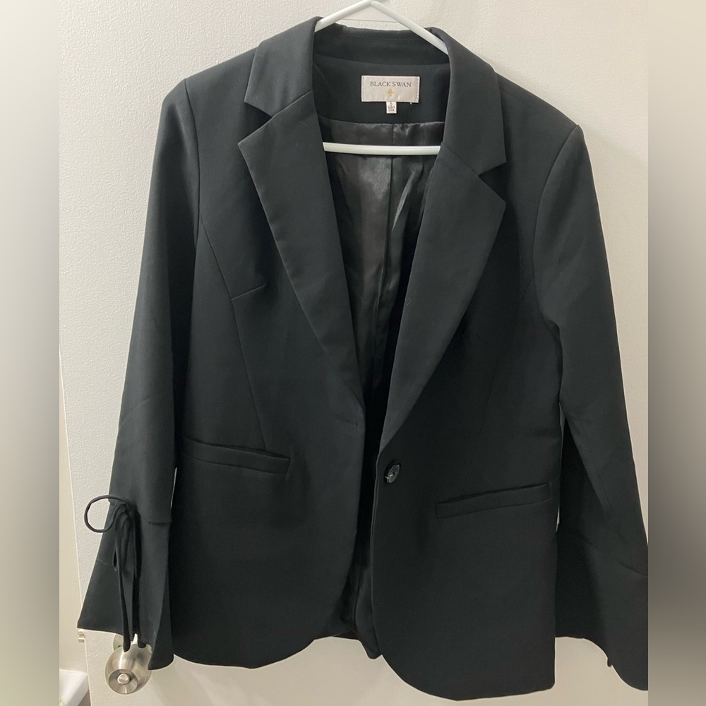 Black Swan Blazer with Ties on Sleeves